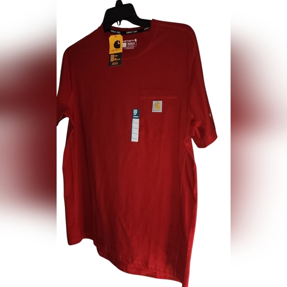 Carhartt Force Relaxed Fit Men's Midweight Red T-Shirt W Pocket - Picture 1 of 6